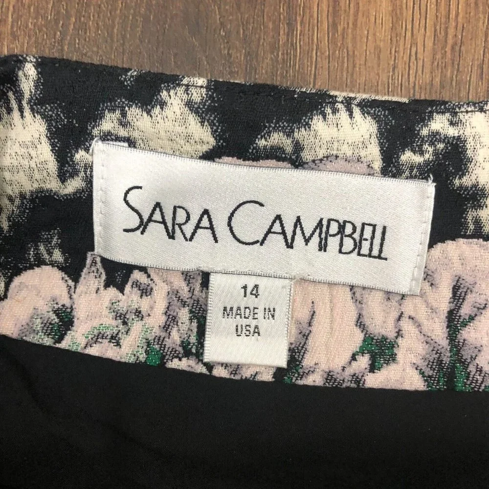Sara Campbell Floral Skirt Womens Sz 14 Made in the USA Knee Length Work Casual - Picture 5 of 8